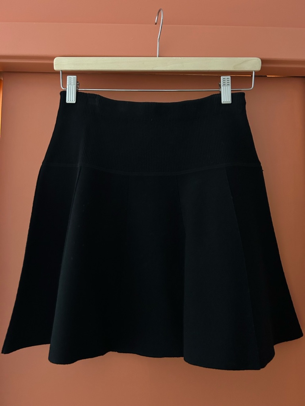 rag & bone Black Flared Knit Skirt